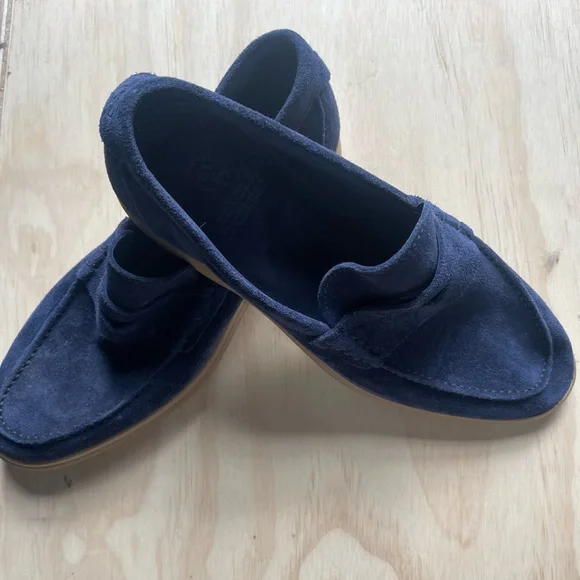 Brunelleo Cucinelli Blue Suede Loafers Size 42 Woven suede penny loafers in blue - Brunello Cucinelli  main image 2